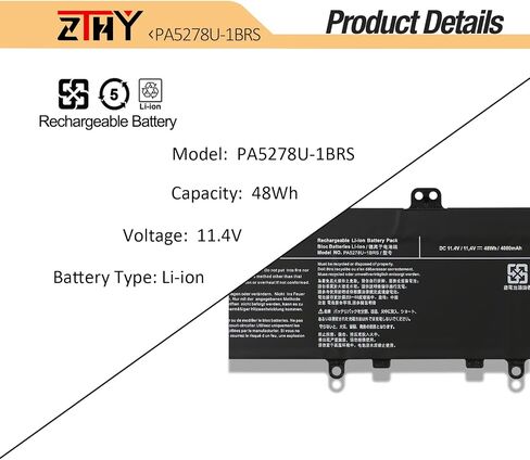 ZTHY PA5278U-1BRS Laptop Battery Replacement for Toshiba Tecra X40-D X40-E X40-F Portege X30-D X30-E X30-F Series X30-D-123 X30-E-11U X40-D-13C X40-D-149 X40-D-14T X40-E-10H 11.4V 48Wh 4080mAh in Saudi Arabia