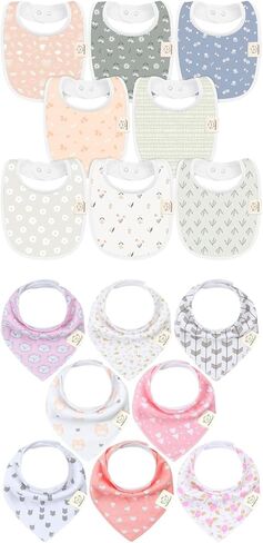 KeaBabies 8-Pack Baby Bibs for Girls & Boys and 8-Pack Baby Bandana Bibs, Baby Bibs - Teething Baby Bibs for Boy, Girl, Drool Bibs for Baby Girl, Baby Boy in Saudi Arabia