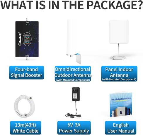 Lintratek Cell Phone Signal Booster for Home and Office on Band 2/4/5/12/17,Up to 5,000 Sq Ft,Boost 4G LTE 3G GSM Data & Voice Signal for Varies of U.S. Carriers, FCC Approved in Saudi Arabia