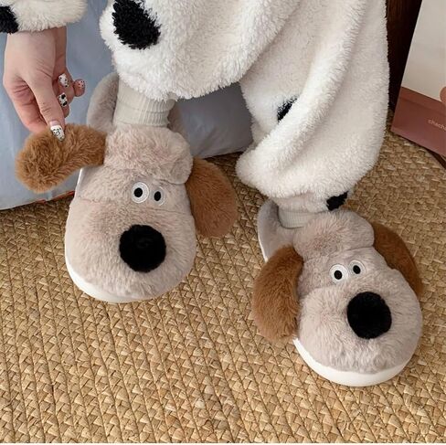 Women's Puppy Slippers - warm plush, cosy and skin-friendly. Non-slip and lightweight sole. in Saudi Arabia