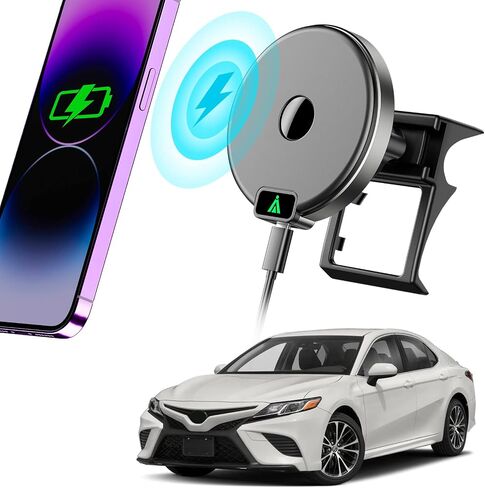 شاحن سيارة لاسلكي مغناطيسي، حامل هاتف خاص لسيارة Toyota Camry 2018-2020، شحن سريع بقدرة 15 وات كحد أقصى لسلسلة iPhone 15 14 13 12 متوافق مع حافظة MagSafe in Saudi Arabia