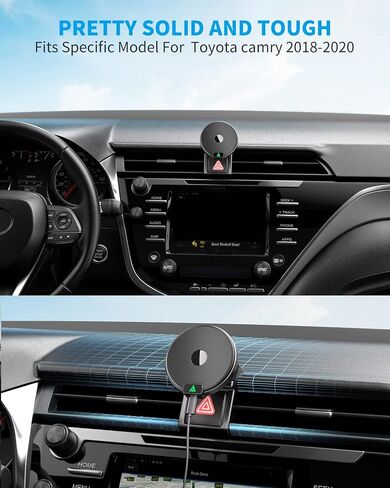 شاحن سيارة لاسلكي مغناطيسي، حامل هاتف خاص لسيارة Toyota Camry 2018-2020، شحن سريع بقدرة 15 وات كحد أقصى لسلسلة iPhone 15 14 13 12 متوافق مع حافظة MagSafe in Saudi Arabia