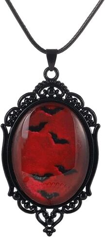 Goth Vampire Cameo Necklace Set Vintage Gothic Bat Pendant Halloween Witch Costume Accessories Women Girls Chocker Jewelry Gift in Saudi Arabia