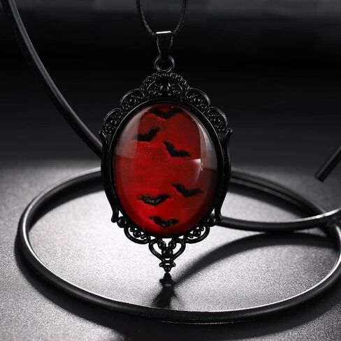 Goth Vampire Cameo Necklace Set Vintage Gothic Bat Pendant Halloween Witch Costume Accessories Women Girls Chocker Jewelry Gift in Saudi Arabia