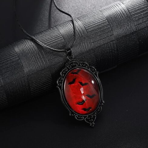 Goth Vampire Cameo Necklace Set Vintage Gothic Bat Pendant Halloween Witch Costume Accessories Women Girls Chocker Jewelry Gift in Saudi Arabia