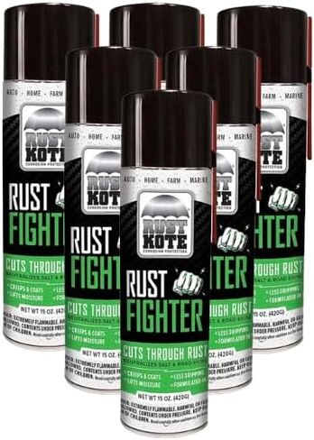 RustKote - Rust Kote - بخاخ مقاوم للصدأ، 15 أونصة، حماية من التآكل، معادل الملح، يرفع الرطوبة والزحف والمعاطف مع حماية المعدن من الصدأ. استخدام على السيارات والآلات والدراجات والمعدات in Kuwait