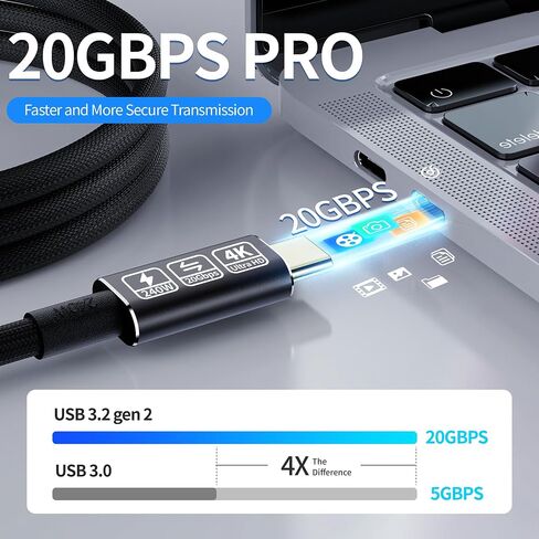 USB Type c Data Cable 10ft,Extra Long Data Cable,USB 3.2 to USB c Video and Power 4k Support 20Gbps 240W PD Fast Charging Cable, high Speed USB-c Cable, Compatible with MacBook,SSD in Saudi Arabia
