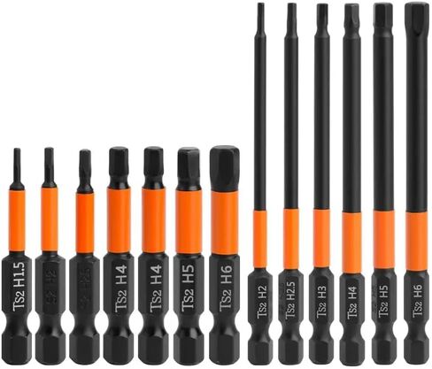 6/7 Pieces Industrial Magnetic Phillips #2 Screwdriver Bit Set, S2 Steel Anti-Slip Hex Head Allen Wrench Drill Bit Set, 1/4" Hex Shank, H1.5-H6 Impact Bits, Strong Magnetism (100mm) in Saudi Arabia