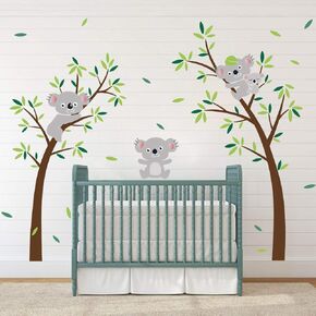 Koala Tree Wall Stickers Animal DIY Wall Decals Art Decor for Kids Bedroom Nursery Living Room
