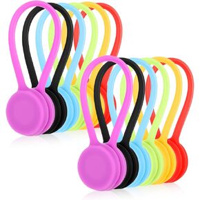 12pcs Cable Ties, Reusable Suck on Silicone Cord Ties Wire Zip Ties Self-Locking Cable Management for Bundling Organizing Holding Stuff Fridge Magnets Book Markers