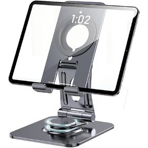 Tablet Stand Swivel，CAOGE Tablet Stand，Aluminum Portable 360°Rotating Tablet iPad Stand for Drawing，Compatible with Tablets Such As iPad Air Mini Pro, Phone 13 Pro 12 (4 -13 inch) Gray