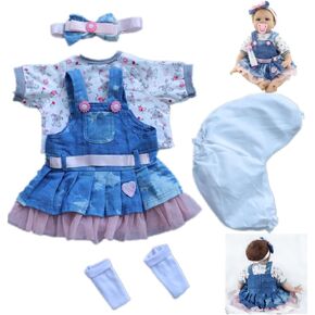 Reborn Baby Dolls Clothes 20 inch Outfit Accessories Panda 5pcs Set for 17-22 Inch Reborn Doll Newborn Girl&Boy