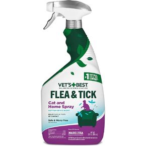 Vet’s Best Flea & Tick Home Spray for Cats – Cotton Spice Scent Cat Flea & Tick Aid – Made in The USA – Flea & Tick Gentle Mist for Cats – 32 oz