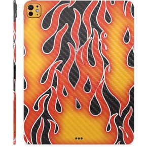 Carbon Fiber Skin Compatible with Apple iPad Pro 13 (M4) 2024 - Hot Flames - Premium 3M Vinyl Protective Wrap Decal Cover - Easy to Apply | Crafted in The USA by MightySkins