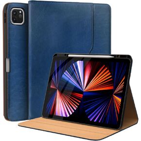 Leather Cases for IPad Pro 12.9 Case 6th/5th/4th/3rd Generation - Protective Multi-Angle Folio with Pencil Holder & Pocket - Auto Wake/Sleep, Premium PU Leather Cover - Brown