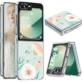 حافظة لهاتف سامسونج Z فليب 6 من السيليكون على شكل زهور جالاكسي Z فليب 6 حافظة رفيعة شفافة للنساء والفتيات غطاء ناعم من البولي يوريثان الحراري مقاوم للصدمات لهاتف سامسونج جالاكسي Z فليب 6 5G حافظة هاتف شفافة كريستالية (C) in Kuwait