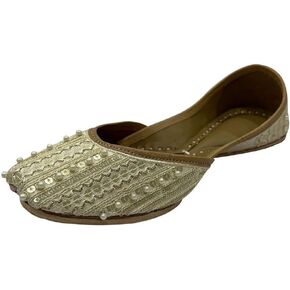 Stop n Style Designer Flat Shoes Mojaris Traditional Indian Jutis Punjabi Jutti Ballet Ballerina Shoes