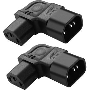 IEC320 90 Degree C14 to C13 Power Adapter Male C14 to Female C13 Power Extension Adapter AC Connector Adapter 250V 10A PDUPlug,for Computer Host/Monitor/Rice Cooker/Electric Kettle (Right Angle)