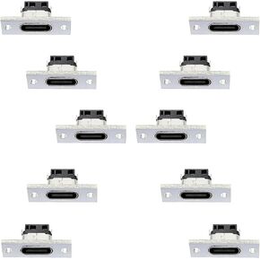 10PCS 3A USB C 3.1 Female Connector Jack Charging Port 2Pin Type-C Socket with Screw Fixing Plate for DIY Connector-(Color: Black)