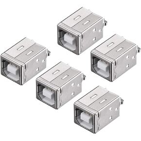 uxcell PCB USB Connector B Type Female Jack 180 Degree DIP Vertical Straight Insert 5Pcs