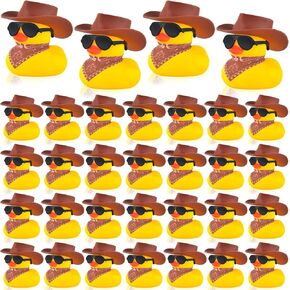 32 مجموعة صغيرة من بطة رعاة البقر المطاطية مع وشاح قبعة رعاة البقر والنظارات الشمسية، لعبة حمام البط الصفراء الصغيرة، ألعاب حوض الاستحمام الصغيرة لحمام السباحة، حمام الطفل، هدايا حفلات أعياد الميلاد (بني) in Kuwait