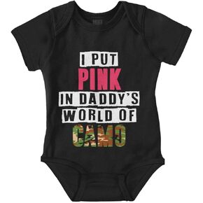 Brisco Brands Pink in Daddy's World of Camo Hunter Baby Bodysuit Jumper Girls