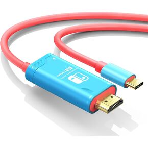 4K@144Hz USB C to HDMI Cable Compatible with Nintendo Switch NS/OLED/Steam Deck/ROG Ally, Portable TV Connector Dock for Screen Mirroring, 2m/6.6FT, Blue