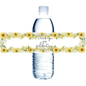 Sunflower Design Thank You for Celebrating with US Water Bottle Sticker Labels Wedding Bridal Party Supplies Baby Shower Birthday Party Decorations(Pack of 36)