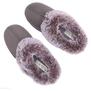 Millffy Women's Faux Fur Clog Comfy slides Furry Soft Indoor Memory Foam Moccasin Slippers