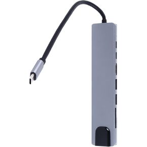 USB C Hub Type C Hub 8 Ports High Speed 4K UHD RJ45 Port Zinc Alloy Plug and Play Type C Docking Station for USB C Laptops and Other Type C Devices