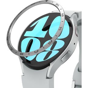 Ringke Bezel Styling [Stylish Stainless Steel Frame] Compatible with Samsung Galaxy Watch 6 Case (40mm), Anti Scratch Protector Adhesive Lightweight Cover Accessory - 40-01 (ST) Silver