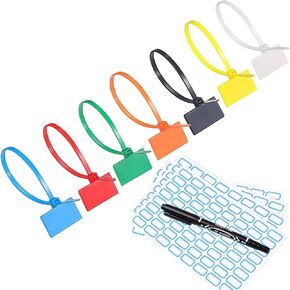 250pcs 6 inch Zip Tie Tags, Multicolor Wire Zip Ties Cable Mark Tags, Self-locking Nylon Cable Ties with Marker, Written on Cable Mark Ties, Cable Zip Ties Tags Labels for Wire Marking and Organizing