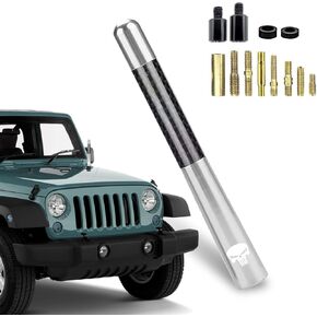 1 PC Car Carbon Fiber Antenna, 4.7" Wireless Signal Receiving Metal External Antenna, Smooth Appearance Decorative Antenna with Screw Washer Accessories, Universal for Cars (Black & Red)