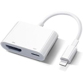 Lighting to HDMI Adapter,1080P Screen Converter with Lighting Charging Port HDMI Digital AV Adapter iPhone to HDMI Adapter Compatible with iOS Devices for Projector/Monitor/TV