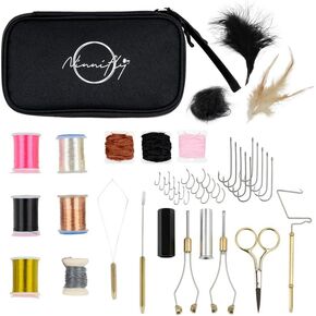 Fly Tying Kit - Fly Tying Materials Kit w/Over 100 Tool Pieces, 3 Beginner Friendly Patterns- Fly Tying Bobbin w/Portable Travel Case - Fly Fishing Accessories for Gifting