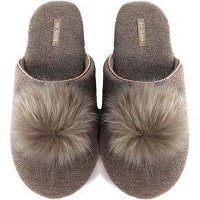 Millffy Women's Cozy House Slippers Fluffy Faux Fur ball Comfy Slides Bedroom Home Cotton knit Slippers