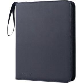 Card Binder 4 Pocket with 50 Removable Sleeves-Can Hold 400 Cards,3-Ring Zipper Sports Book is Gifts for Boys and Girls-Black 3