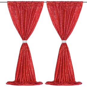 MoKoHouse Black Backdrop - 2 Pieces 5FTx8FT Sequin Backdrop Curtains Stage Anniversary Photo Booth Party Helloween Decorations