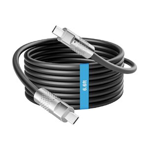 60W USB C to USB C Cable, 6.6ft Thick USB C Charger Cable Fast Type C Charging Cord for iPhone 15,MacBook Air/Pro,iPad Pro M4,Samsung Galaxy S24/A,Pixel 7