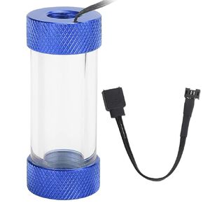 PC Water Cooling Filter, DIY Computer Accessory Water Cooling Filter G1/4 Female Thread Metal PC Computer Cooling Tube Cooler Filter with Light. (Blue Light)