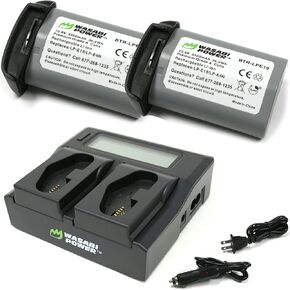 Wasabi Power Battery (2-Pack) and Charger for Canon LP-E19 and Canon EOS R3, EOS-1D Mark III, EOS-1D Mark IV, EOS-1Ds Mark III, EOS-1D X, EOS-1D X Mark II, EOS-1D X Mark III