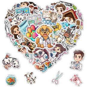 Pack 50 Pcs Cute Animal Bunny Rabbit Stickers for Water Bottles Funny Laptop Luggage Computer Scrapbooking Teens Girls Boys Adults Waterproof Aesthetic Sticker Small Vinyl Decals