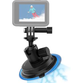 Magnetic Camera Mount for Gopro, Car Mount Suction Cup with 360° Rotation Ball Head for Gopro Hero 12 11 10 9 8 7 6 Insta360 X2 X3 Go3 Ace Pro DJI Action 4 Osmo Pocket 3