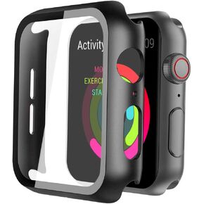 Compatible with Apple Watch Case 40mm Series 6/5/4/SE with Screen Protector, Ultra Thin HD Tempered Glass Screen Protection Overall Protective Cover for iwatch Series 4/5