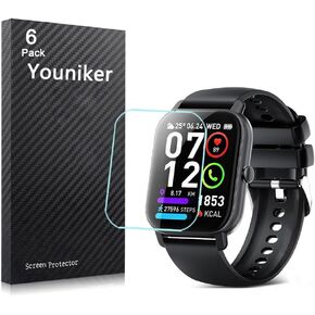 6 Pack Compatible with Ddidbi P66E 1.85" Smart Watch Screen Protector Film for Poounur P66E 1.85 Inch Smartwatch Screen Protectors Foils Screen Cover Crystal Clear HD Anti-Scratch