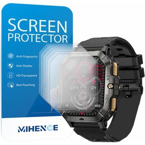 Screen Protector Compatible for DEKELIFE 2.02'' Military Smart Watch, PET HD Protective Film for C28 / BT101 2.02'' Smart Watch (6PCS), transparent