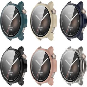 حافظة متوافقة مع غطاء حماية Amazfit Balance Frame PC + طبقة من الزجاج المقسى لملحقات واقيات شاشة الساعة الذكية Amazfit Balance (أسود وشفاف)
