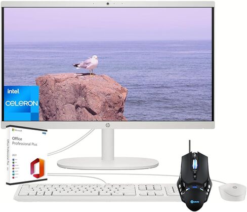 كمبيوتر مكتبي HP All-in-One مع ترخيص Microsoft Office وWin 11 Pro، شاشة 21.5 بوصة FHD، ذاكرة وصول عشوائي 32 جيجابايت، 1 تيرابايت SSD، معالج Intel ثنائي النواة، رسومات Intel UHD، كاميرا True Vision، WiFi 6، ماوس مصمم in Saudi Arabia