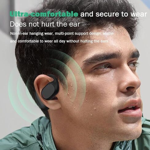 Open Ear Headphones Wireless Bluetooth Air Bone Conduction Headphones Head Set Bluetooth Open Ear Bone Conduction Earbuds Headset Conducting Earphones Wireless Over The Ear Earbuds with Earhooks in Saudi Arabia