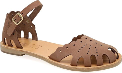 صنادل إيمانويلا على الطراز اليوناني القديم، صنادل مسطحة مصنوعة يدويًا من الجلد مغلقة من الأمام، صنادل عالية الجودة قابلة للتعديل، أحذية صيفية بحزام الكاحل للنساء، صنادل بوهو شيك في قفص in Kuwait